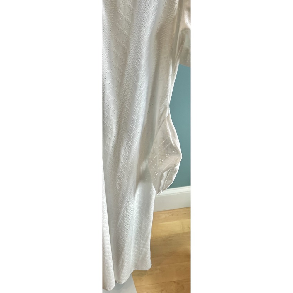 Women's Dress white eyelet knit cotton blend L pockets vacation Casual Cottage - Picture 5 of 9